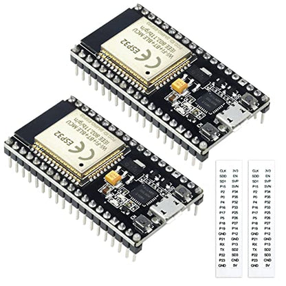 ESP32S ESP32 Development Board 2.4 GHz Dual Core WLAN WiFi + Bluetooth 2-in-1 Microcontroller ESP-WROOM-32 Chip for Arduino (38PIN Narrow Version, 2PCS) - size: 38 PIN