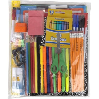 Trail maker Back to School Supplies 60 Piece Bundle Kit for Girls, Boys, Kids, Back to School Supply Box Set Includes Notebooks, Folders, Composition Book, Headphones, Ruler, and More