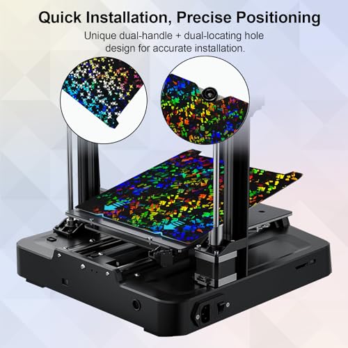 IdeaFormer-3D Rainbow Confetti PEF+Galaxy PEY Build Plate for Creality K1C/K1/K1 SE/Ender 3 V3 SE/Ender 3 V3 KE/Ender 3 S1/Pro/Ender 5 S1, Flexible PEF PEY Spring Steel Effect Sheet 235x235mm - color: Confetti PEF+Galaxy PEY