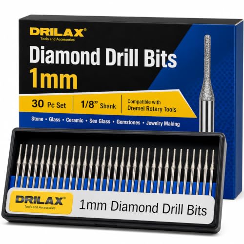 Drilax 1mm Diamond Drill Bits 30 Pcs Compatible with Diamond Dremel Bits - size: 1mm