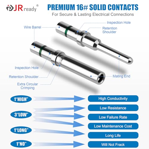 JRready ST6313 Deutsch DT 2/3/4/6/8/12 Pin Connector Kit, Solid Contacts - size: DT Kit (604pcs)