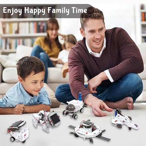 6-in-1 Solar Robot Building Kit for Boys Aged 8-13, Educational Robotic Toys for Kids, Science Kits STEM Toys Birthday Gifts for 8 9 10 11 12 Years Old Boys Girls Teens - color: White