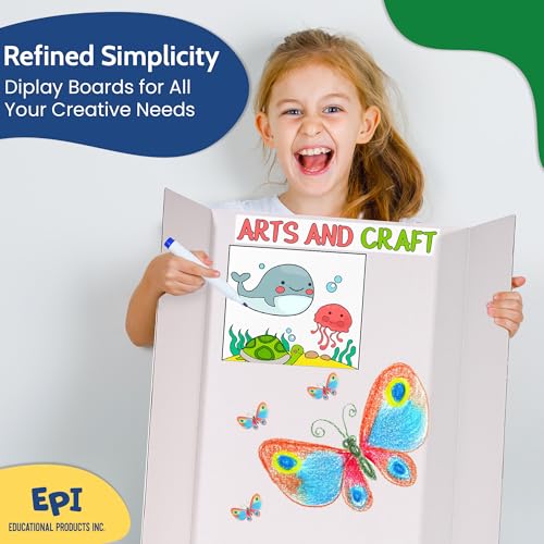 EPI Tri Fold Cardboard Display Board. Large 36 x 48in White Tri-fold Poster 12 Pack. Professional Presentation Boards with Rounded Corners for Science Fair Project, School and Business Presentations - color: White, size: 36 x 48 inches (12 Pack)