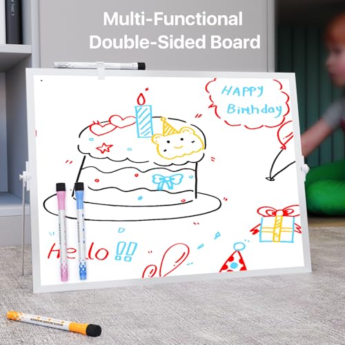 Marsrock Dry Erase White Board with Stand, Double-Sided Whiteboard 16"x12" - color: Blank Board, size: 16"x12"