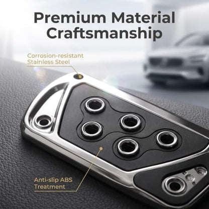 2 PCS Car Pedal Covers, Automatic Transmission Gas Brake Pedals Pads Non-slip Rubber Alloy Foot Pedal Plates, Fit Most Automatic Sedan SUV Truck (Black) - color: Black