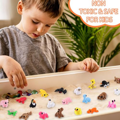 JOICEE 50Pcs Mini 3D Printed Animals Articulated Flexible Fidget Toys - color: Brown
