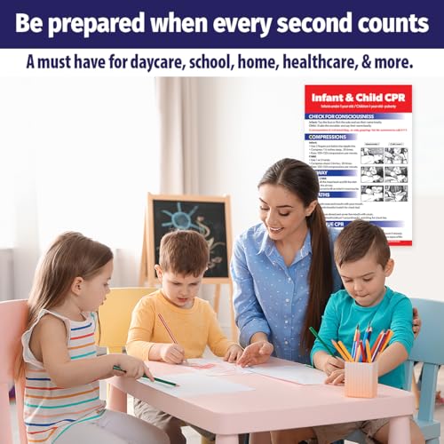 ZOCO - Infant & Child CPR Poster (2-Pack) - First Aid Chart for Daycare, School Nurse, Preschool, Classroom & Home Safety - Laminated 12x18 - Emergency Preparedness Must-Have for Parents & Caregivers - size: 2 Pack