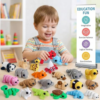 50 Pcs 3D Printed Animals Articulated Fidget Toys Mystery Pack