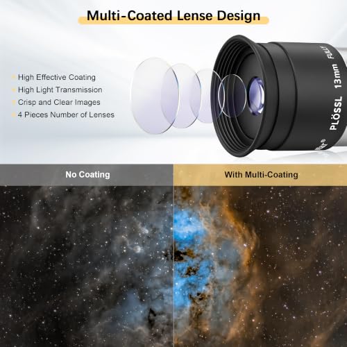 Alstar Telescope Eyepiece 13mm Plossl Telescopes Lens 50° Wide FOV 1.25" - size: 13MM