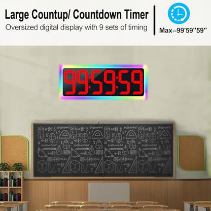 TXL 17.2" WiFi Digital Wall Clock with Seconds, Large Countdown Timer for Classroom Home Gym Office, Alarm Clock with Remote Control, RGB Ambient Lights, 4 Dimmable Brightness, Auto DST(Red) - color: Red