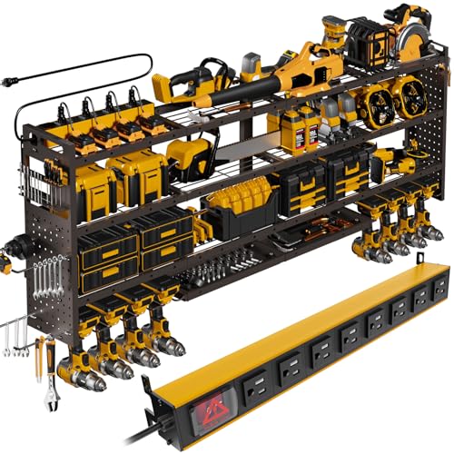 XLarge 64''W Power Tool Organizer Wall Mount, Charging Station, 4-Tier - size: 64''Width (POWER STATION)