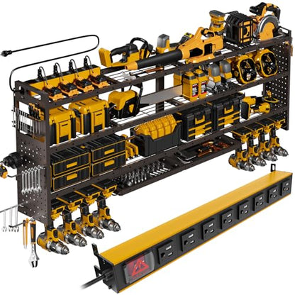 XLarge 64''W Power Tool Organizer Wall Mount, Charging Station, 4-Tier - size: 64''Width (POWER STATION)