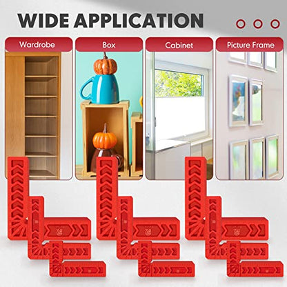 Positioning Squares, 90 Degree Corner Clamp, Right Angle Clamp Woodworking Tool, Carpentry Squares, Carpenter Tool for Picture Frames, Cabinets or Drawers, Set of 6（3" 4"6"） - style: 2PCS 3'' + 2PCS 4'' + 2PCS 6''