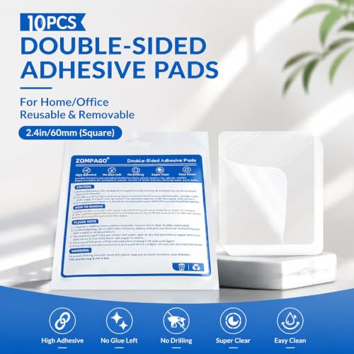 ZOMPAGO Heavy Duty Double Sided Mounting Square Tape Picture Hanging 10PCS - size: 10PCS（Square）