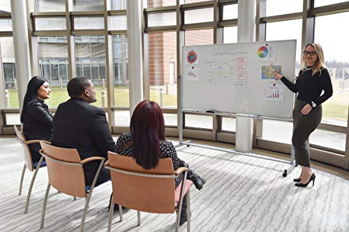 LUXOR 72"W x 48"H Double-Sided Magnetic Whiteboard - size: 75"W x 72"H
