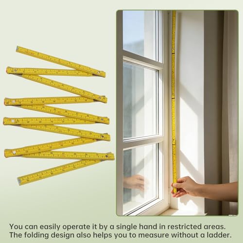 Folding Wood Rule, 2M / 78 inch Foldable Ruler for Carpenters Folding Meter Stick, Lightweight Composite Construction Ruler, Metric and Imperial Measurement Systems (1, Yellow, 2M/78 inch) - color: Yellow, size: 2M/78 inch
