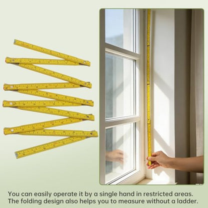 Folding Wood Rule, 2M / 78 inch Foldable Ruler for Carpenters Folding Meter Stick, Lightweight Composite Construction Ruler, Metric and Imperial Measurement Systems (1, Yellow, 2M/78 inch) - color: Yellow, size: 2M/78 inch