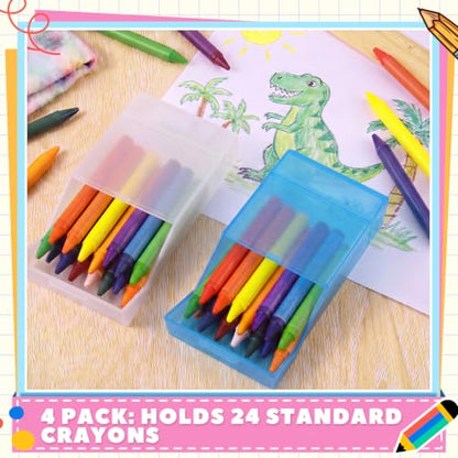 Clabby 2 Pcs 2 in 1 Plastic Crayon Box with Sharpener Holds 24, Clear,Blue - color: Clear,blue