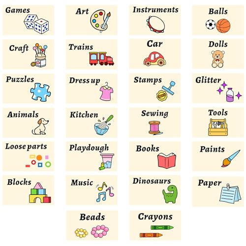 Toy Storage Labels Bins with Pictures Daycare Classroom Organizer Stickers - color: Toy Label