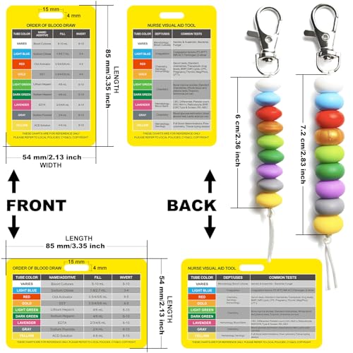Order of Blood Draw Beads with Reference Card, Phlebotomist Badge Reel Visual Aid Tool Accessories, RN Badge Buddy, Phlebotomy Essentials, Nurse Supplies - color: Mini Abacus Beads With Yellow Card