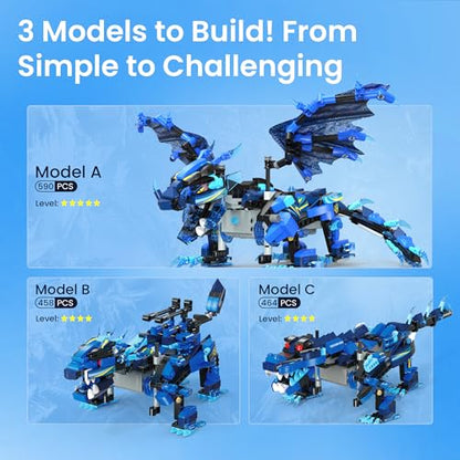 OASO Dragon Building Kit STEM Gifts for Kids Ages 8-12 with Remote Control