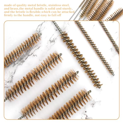 Tube Brush Kit 7pcs Brass Wire Tube Brushes Stainless Steel Bottle Brush Long Handle 11'' Wire Brushes for Cleaning Wire Pipe Tube Cleaner - 6mm/8mm/10mm/12mm/15mm/20mm/22mm