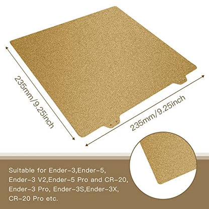 Double Sided Textured PEI Printing Bed,3D Printer Parts Printing Plate Frosted PEI Surface 235x235mm for Ender 3 V2,Ender 3 Pro,Ender 3,Ender 5 Series,CR20,CP-01(Without Magnetic Bottom Sheet) - size: Double Sided 235 x235 mm