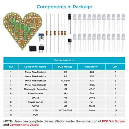 MiOYOOW 3-Set Heart-Shaped LED Light Kits, Soldering Practice Kit for Teens