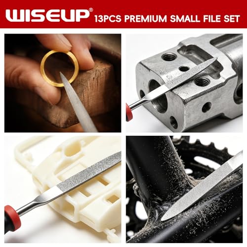 WISEUP 13PCS Needle File Set Includes 6 Diamond Files & 6 Steel Files