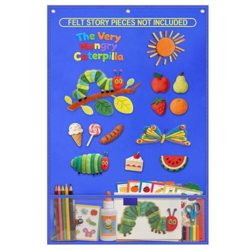 Large Felt Board for Toddlers, 24"x36" Felt Letter Board with Magnetic Strips & Grommets, Felt Bulletin Board Perfect for Interactive Storytelling & Play-Based Learning at Home or in the Classroom - color: Blue