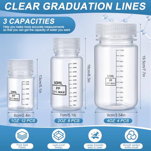24 Pcs Plastic Sample Bottles with Lid, Reagent, 1oz+2oz+4oz, Transparent - color: Transparent, size: 1oz+2oz+4oz
