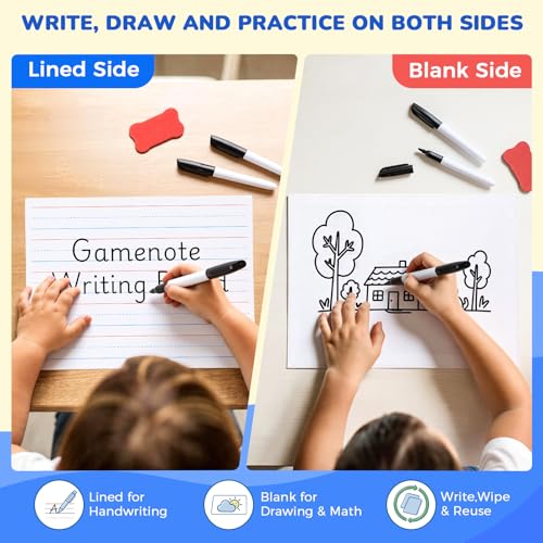 GAMENOTE 24 Pack Magnetic Dry Erase Lap Boards, Lined and Blank, 9 x 12 in