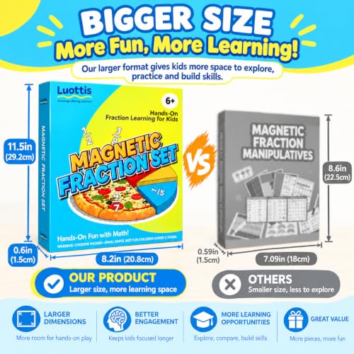 Larger 11.5" Magnetic Fraction Playbook - Montessori Math Manipulatives