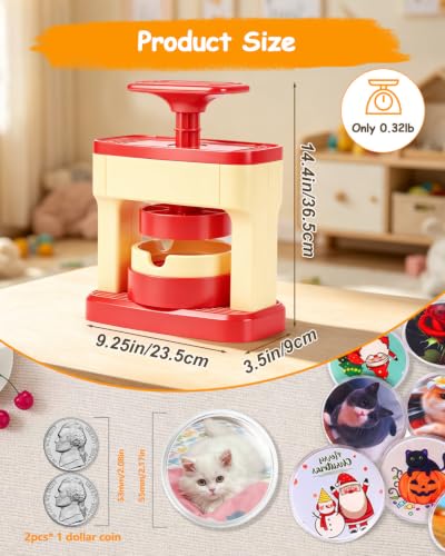 Button Maker Machine 55mm/2.16in, Installation-Free Pin Maker Machine Kit - color: Red - Badge Maker