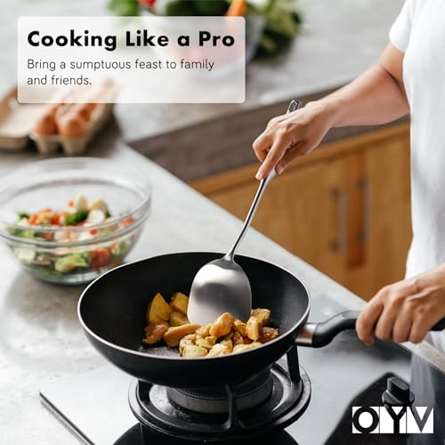 OYV 18/10 Stainless Steel Spatula Set - 15" Metal Spatulas for Kitchen Use, 1 Slotted Spatula + 1 Solid Turner, Heat Resistant Metal Cooking Utensils, Dishwasher Safe, Silver