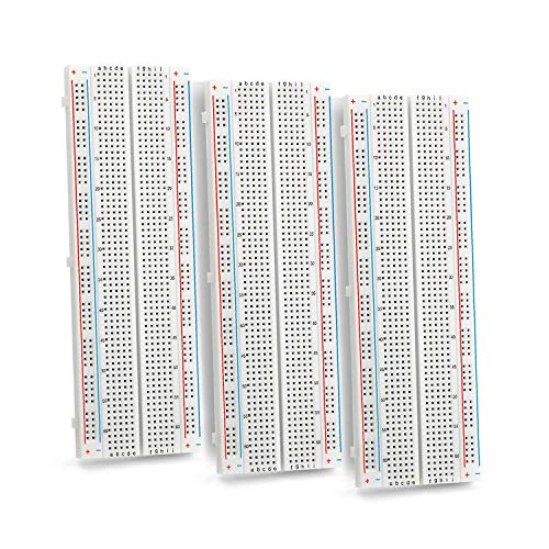 Chanzon 3 pcs Breadboard 830 Tie Points MB-102 Solderless Prototype Kit PCB