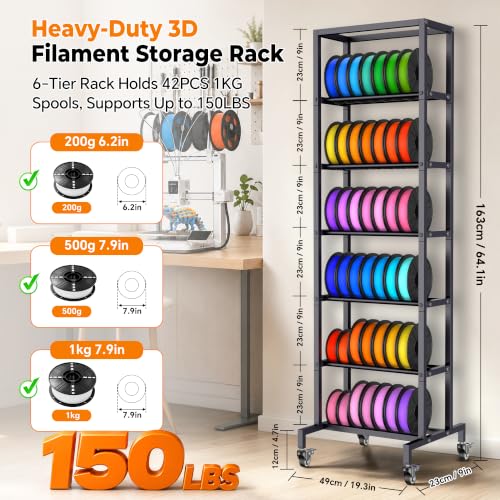 Orionix 6-Tier Heavy-Duty 3D Printer Filament Storage Holds 42 Spools 1kg - color: E-3 Tier (42rolls)