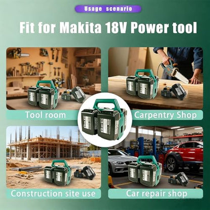 4-Slot Battery Holder for Makita 18V 14.4V, Tool Storage Rack with Handle - size: MT-4