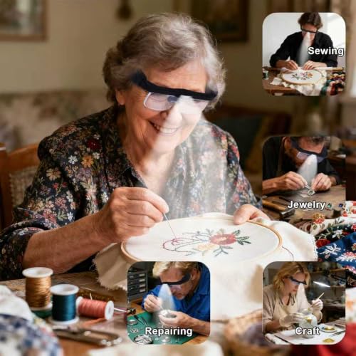 Professional Magnifying Glasses Headset with Light & 5 Lenses - color: Black