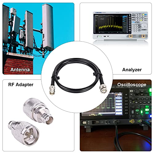 MOOKEERF BNC Male to BNC Female Coaxial Cable 50 ohm RG8X Coax Ultra Low Loss for Antenna, RF Radio, Modem, Oscilloscope, Spectrum, Analyzer, Signal Generator (3FT) - size: 3FT