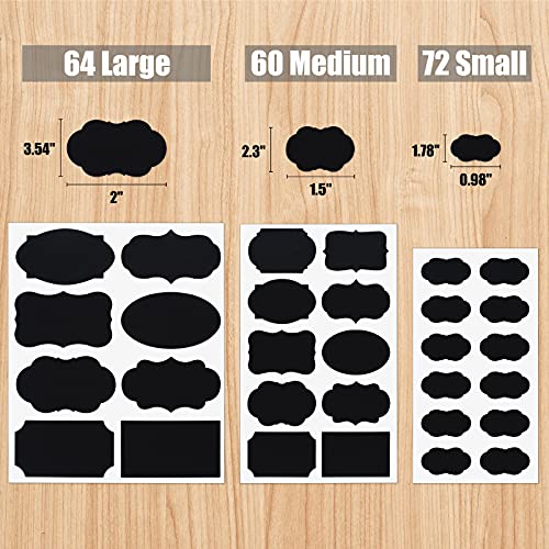 ONUPGO Chalkboard Labels Stickers Bulk - 196 Reusable Chalk Sticker Labels with Erasable Chalk Maker, Removable Waterproof Blackboard Labels for Containers, Glass, Mason Jar Labels