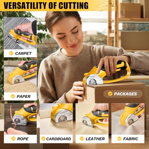 SakerPlus Cordless Electric Scissors, 4V Rechargeable Cardboard Cutter - size: Rotary Cutter with Carrying Case (Standard)