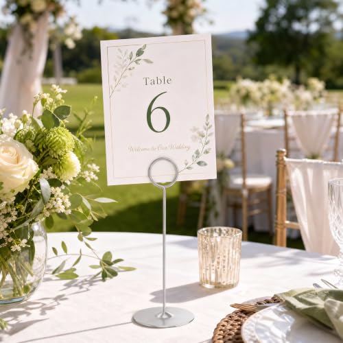 Urban Deco 16 Pieces Table Card Holder 8 inches Table Number Holders Place Steel Card Holders for Photos, Food Signs, Memo Notes, Weddings, Restaurants, Birthdays（Matte Silver） - color: Matte Silver