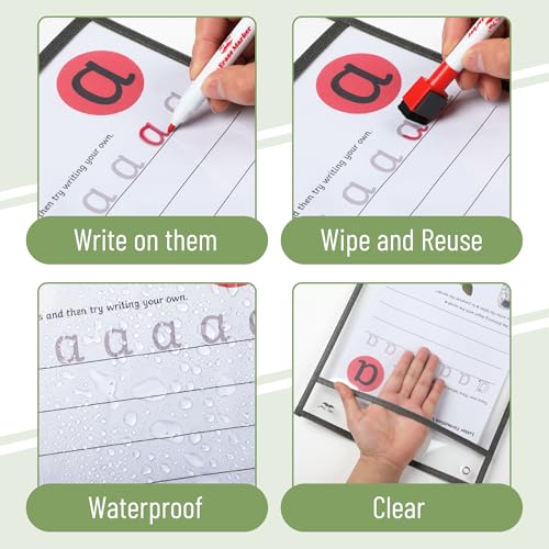 Mr. Pen- Reusable Dry Erase Pocket Sleeves, 10" x 14", 6 Pack, Colorful - color: Autumn, size: 6 Pack