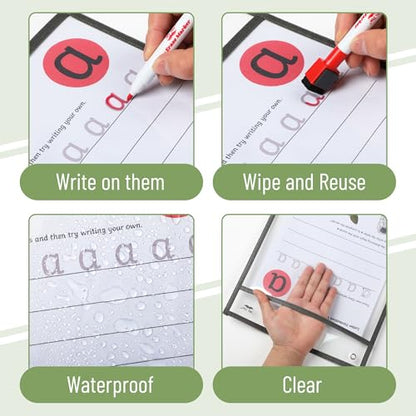 Mr. Pen- Reusable Dry Erase Pocket Sleeves, 10" x 14", 6 Pack, Colorful - color: Autumn, size: 6 Pack