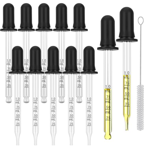12 Pcs 1ml Longer Glass Eye Dropper - size: large