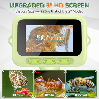 Kids Digital Microscope with 3-Inch Screen: STEM Toy Science Gift Ages 4-12 - color: Green