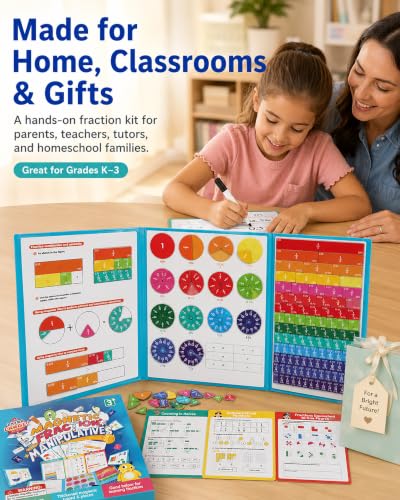 Magnetic Fraction Playbook with Learning Flash Cards, XL Large - color: Blue(xl Size)