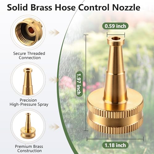 4 Pcs Brass Hose Nozzle Kit, High Pressure Jet & Spray Nozzles(2 Short Spray), Water Hoses Nozzle with 2 Easy Turn Brass Hose Shut off Valve, 3/4”GHT Connector for Garden, Extra 10 Rubber Washers - style: 2 Short Spray
