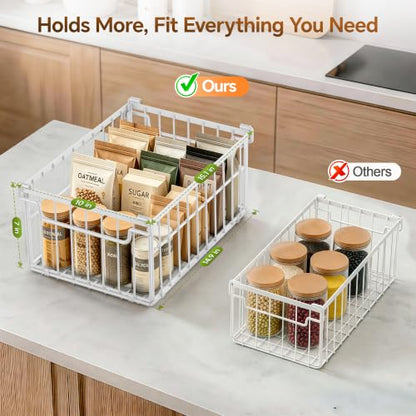 Freezer Organizer Bins, 3 Pack Enlarged Baskets for 5-9 Cu.FT Deep Freezer - color: white 3 pack